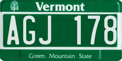 VT license plate AGJ178
