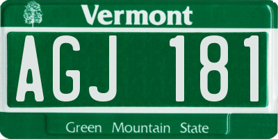 VT license plate AGJ181