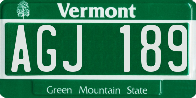 VT license plate AGJ189