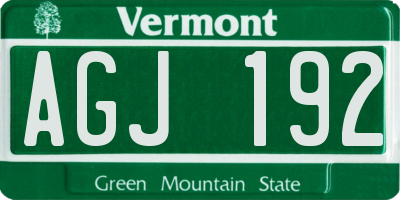 VT license plate AGJ192