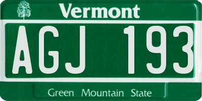 VT license plate AGJ193