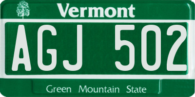 VT license plate AGJ502