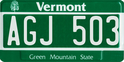 VT license plate AGJ503