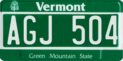 VT license plate AGJ504