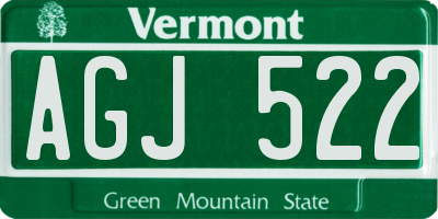VT license plate AGJ522