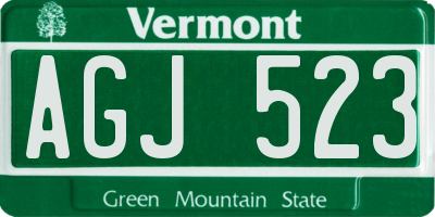 VT license plate AGJ523
