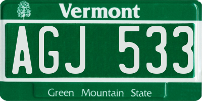 VT license plate AGJ533