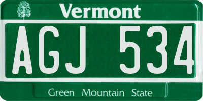 VT license plate AGJ534