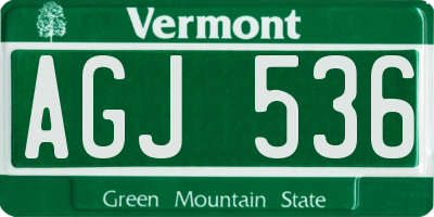 VT license plate AGJ536