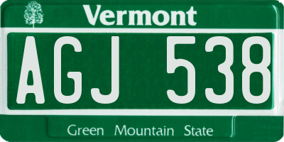 VT license plate AGJ538