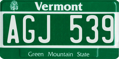 VT license plate AGJ539