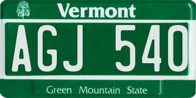 VT license plate AGJ540