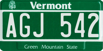 VT license plate AGJ542