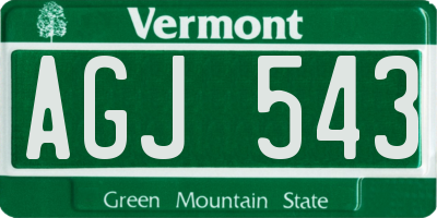 VT license plate AGJ543