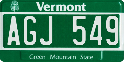 VT license plate AGJ549