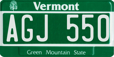 VT license plate AGJ550