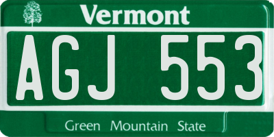 VT license plate AGJ553