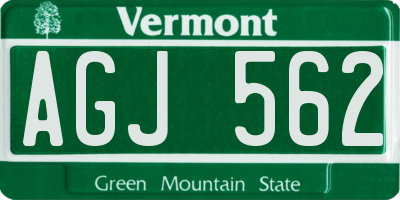 VT license plate AGJ562