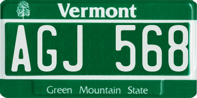 VT license plate AGJ568