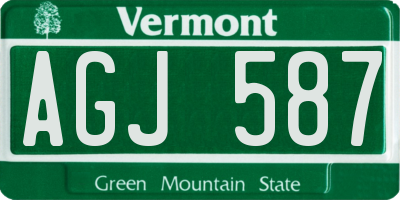 VT license plate AGJ587