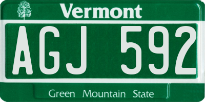 VT license plate AGJ592