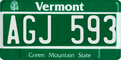 VT license plate AGJ593