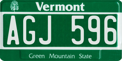VT license plate AGJ596