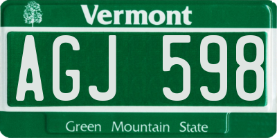 VT license plate AGJ598