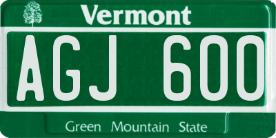 VT license plate AGJ600