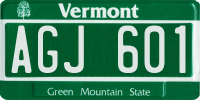 VT license plate AGJ601