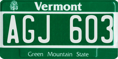 VT license plate AGJ603
