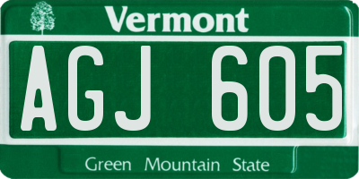 VT license plate AGJ605