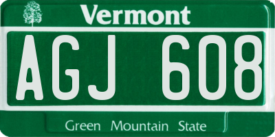 VT license plate AGJ608