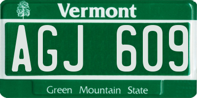 VT license plate AGJ609