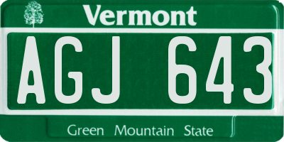 VT license plate AGJ643