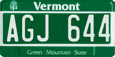 VT license plate AGJ644