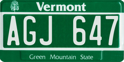VT license plate AGJ647