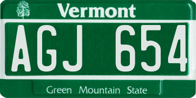 VT license plate AGJ654
