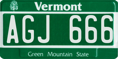 VT license plate AGJ666