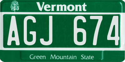 VT license plate AGJ674