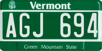 VT license plate AGJ694
