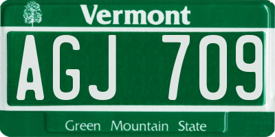 VT license plate AGJ709