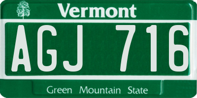 VT license plate AGJ716