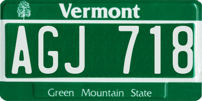 VT license plate AGJ718