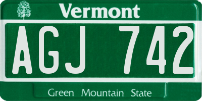 VT license plate AGJ742