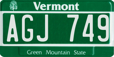 VT license plate AGJ749