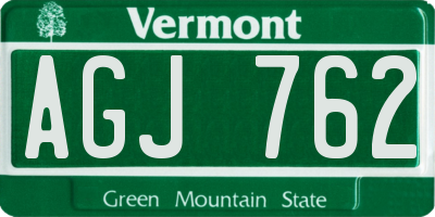VT license plate AGJ762