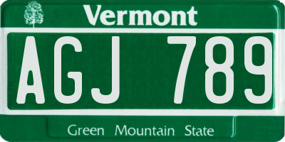 VT license plate AGJ789
