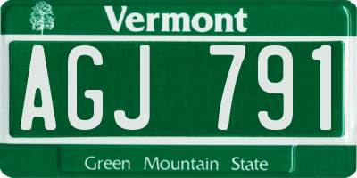 VT license plate AGJ791