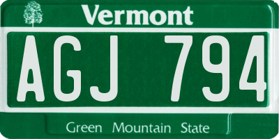 VT license plate AGJ794